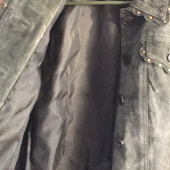 Army green bomber suede jacket - Picture 4 of 8